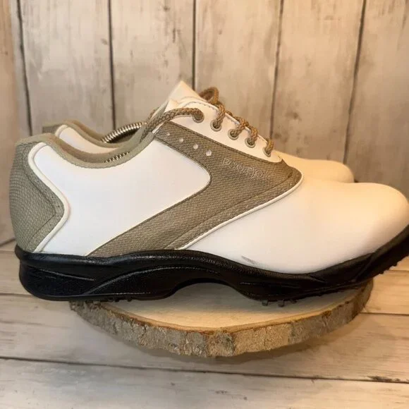 Footjoy Greenjoys Womens Golf Shoes White Beige 48401 Lace Up Spikes Size 8 M - Picture 4 of 11